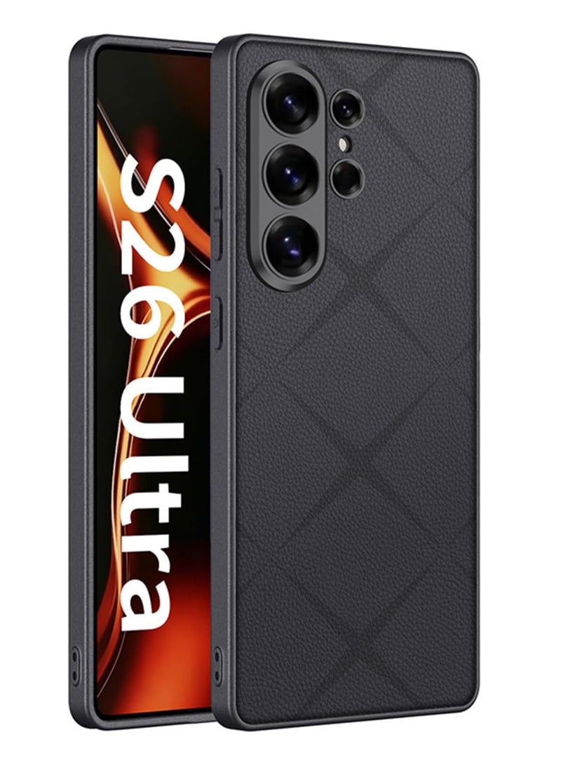 Adando Compatible Samsung Galaxy S26 Ultra PU Leather Case, Luxury Leather with Silicone TPU Protective Back Cover Case for Galaxy S26 Ultra (Titanium Black) - Image 1